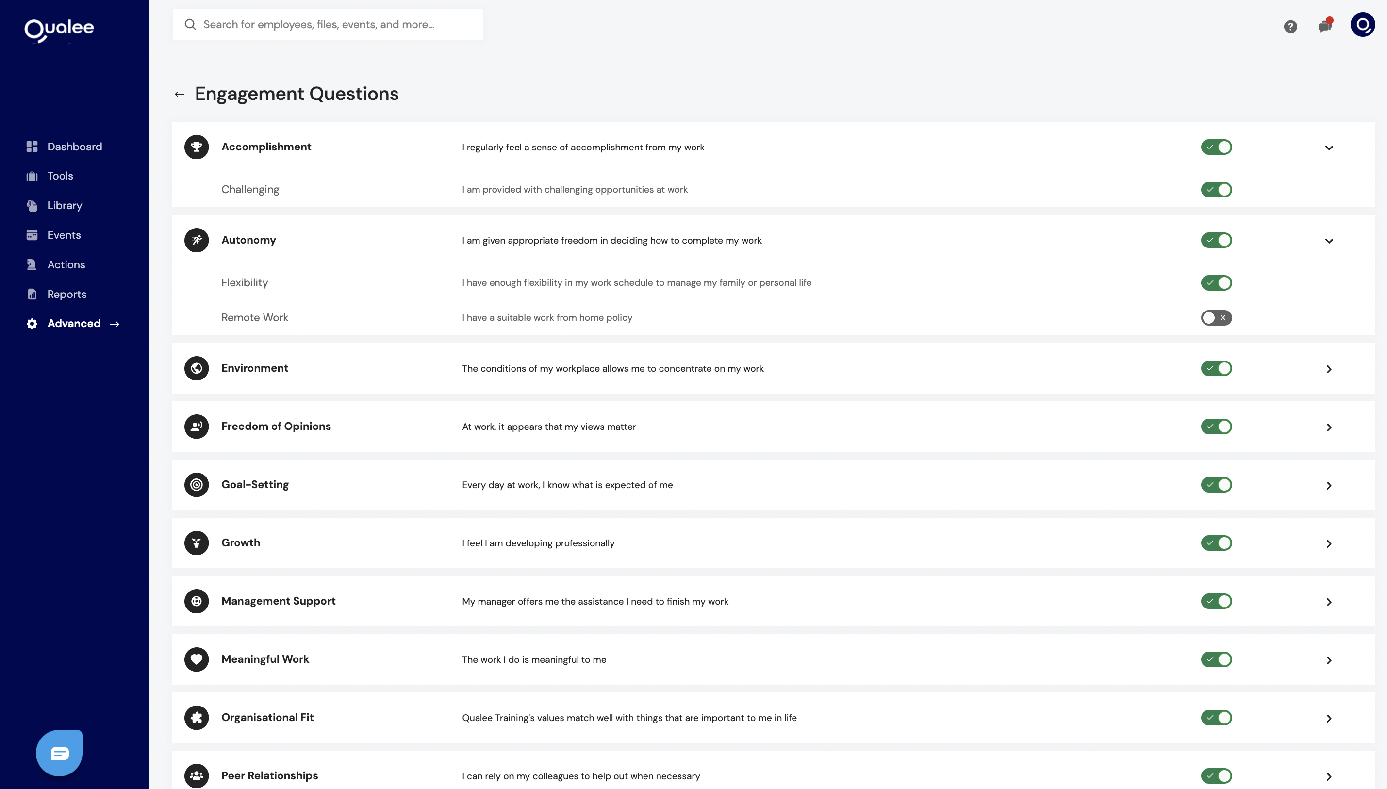 Qualee Software - Qualee eNPS Engagement Drivers & Questionnaires