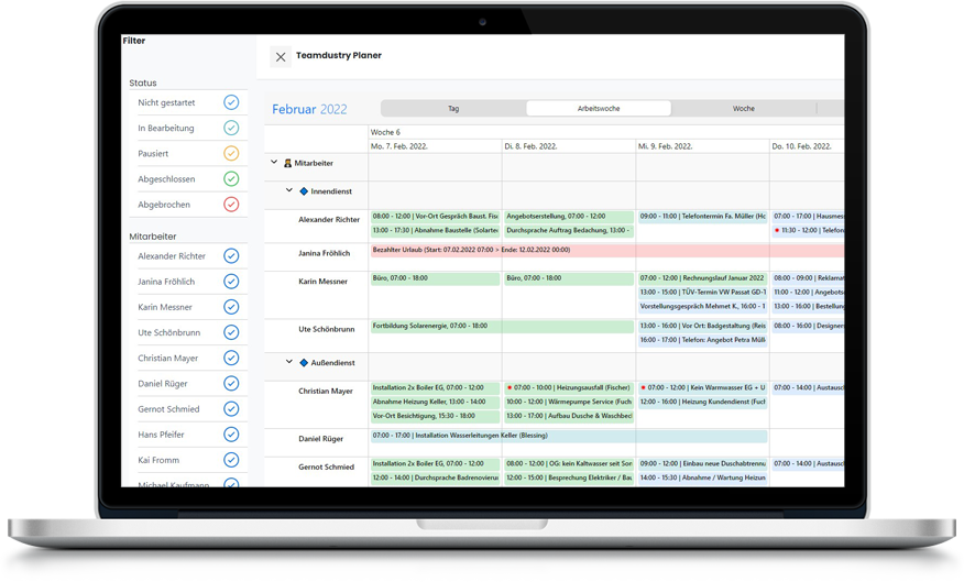teamdustry 360 screenshot: teamdustry Planer
