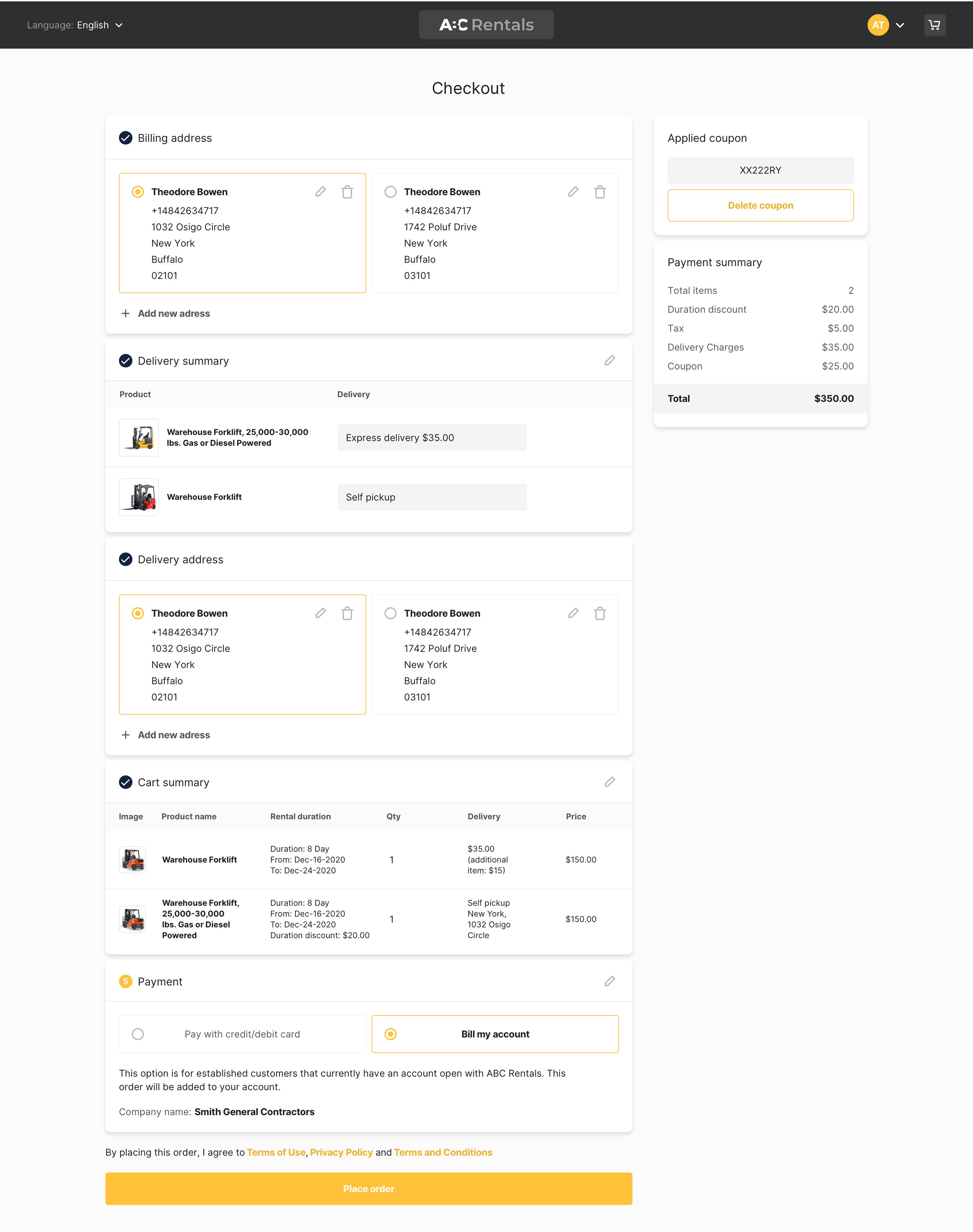 Quipli Software - Checkout page