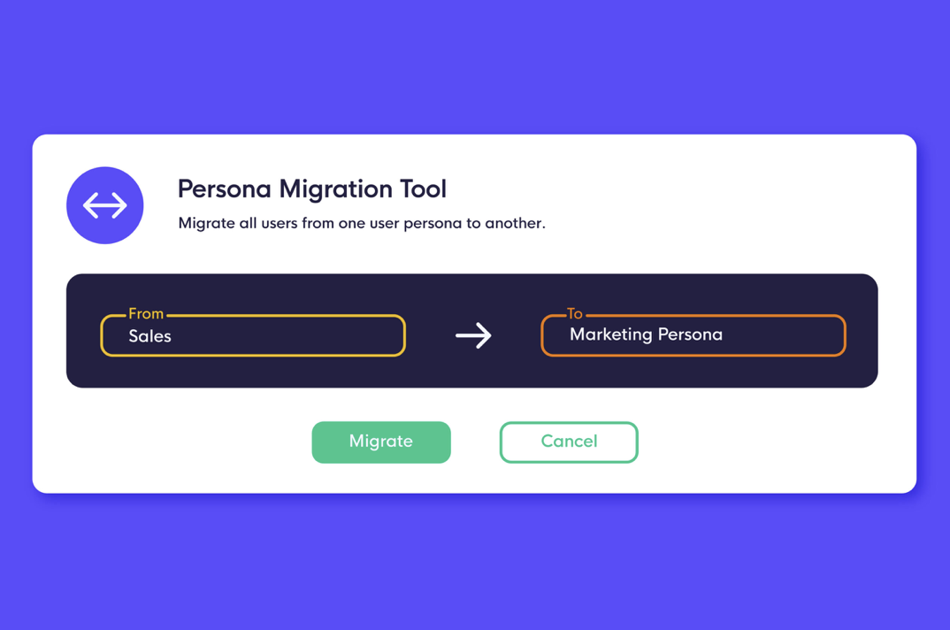 Easily migrate users when they change roles. Speed up your process when someone changes departments, locations, or job role.  When someone moves from sales to marketing, change their policy assignment in one click.