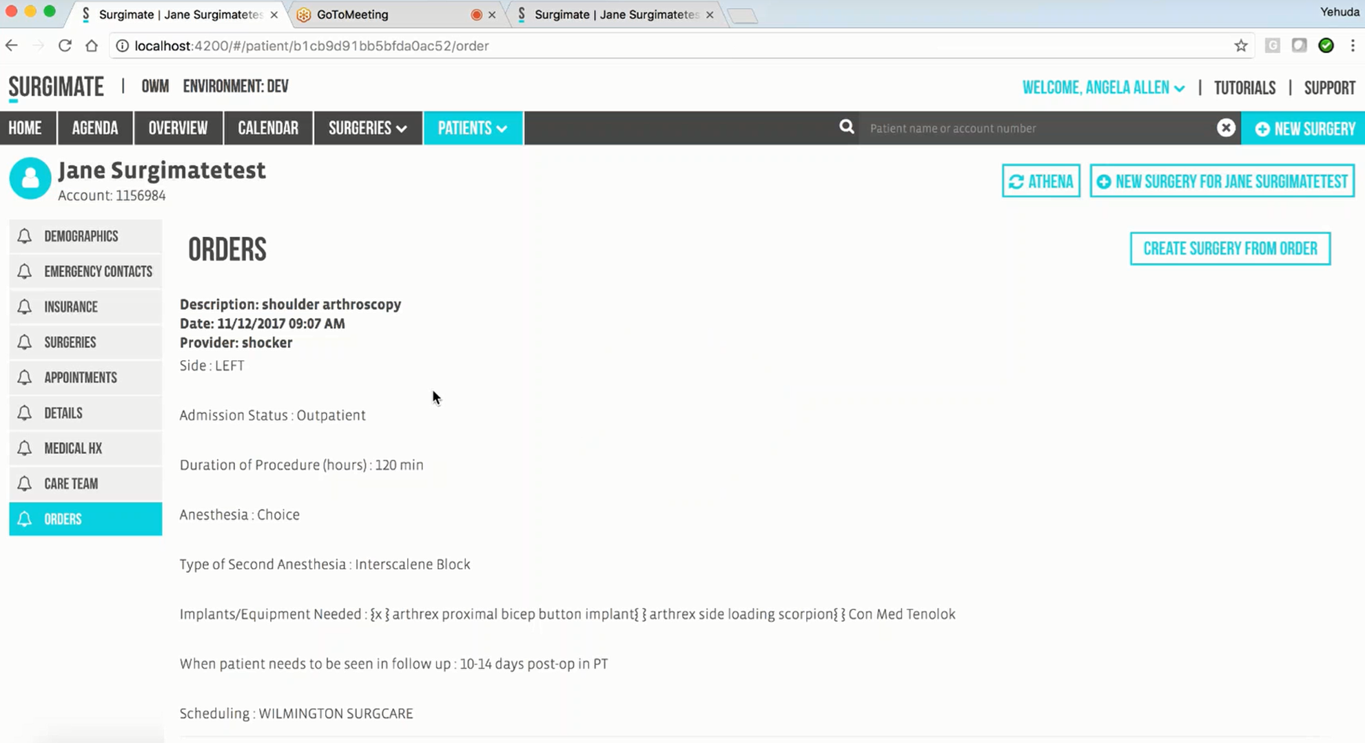 Surgimate screenshot: Manage workflow