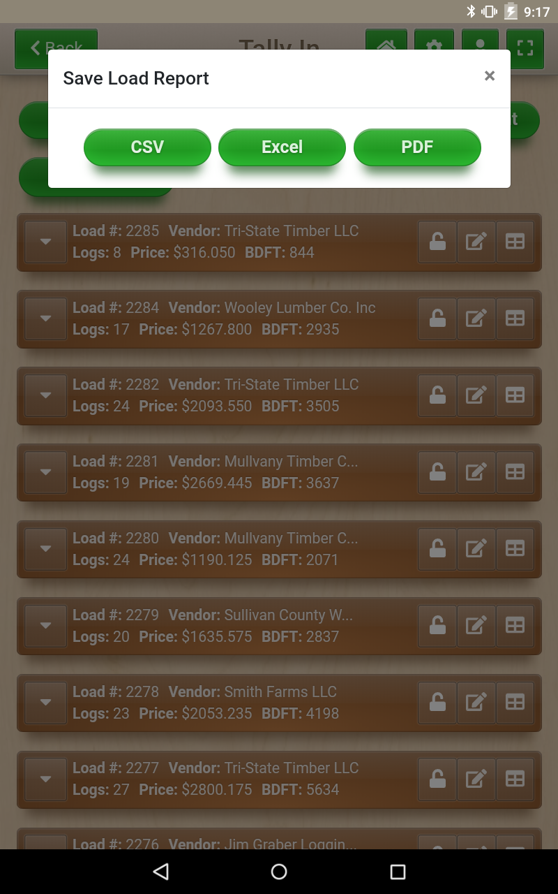 Load Report Export
