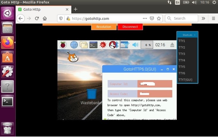 GotoHTTP controlling Raspberry Pi from Linux