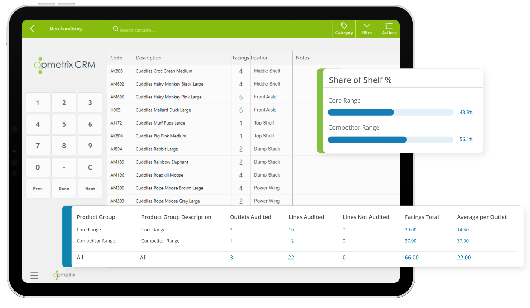 Opmetrix screenshot: Retail Execution - Shelf Check
