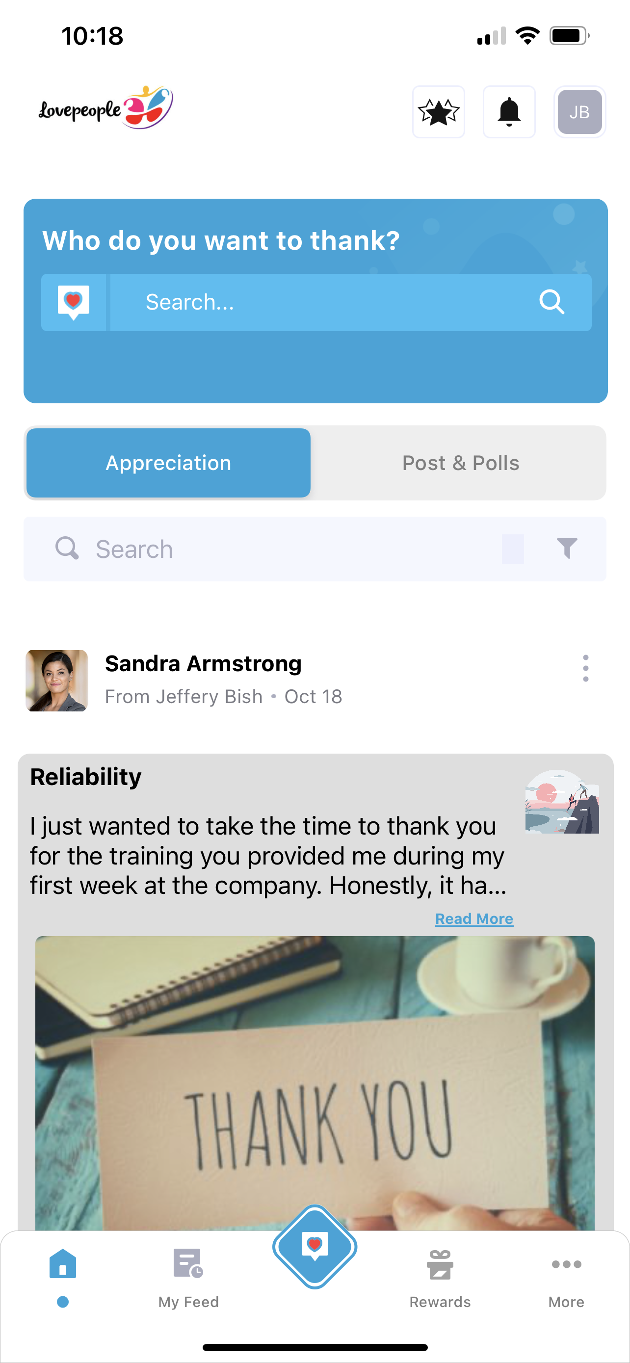 Personalized recogniton feed