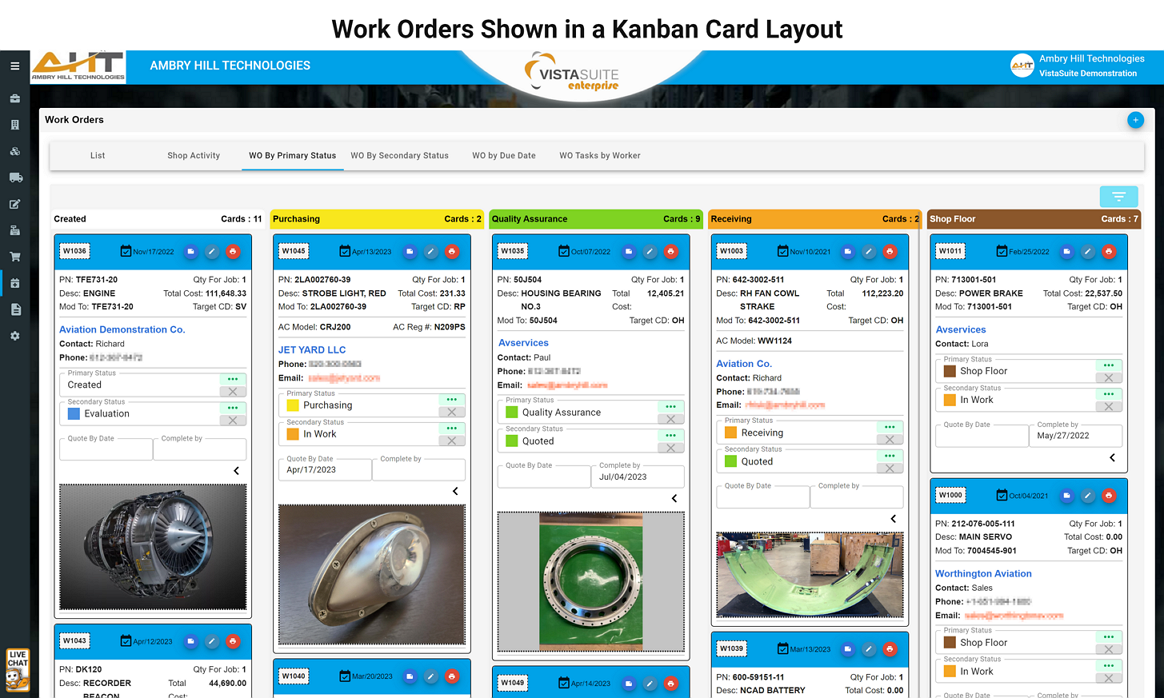 Kanban Layout for Work Orders Based on the Status