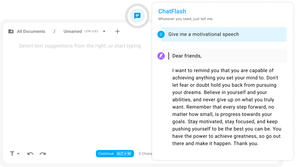 Use ChatFlash for fast content creation.