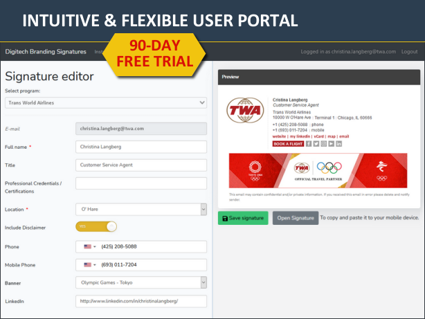 Dynasend Software - Customized user-portal simplifies management.