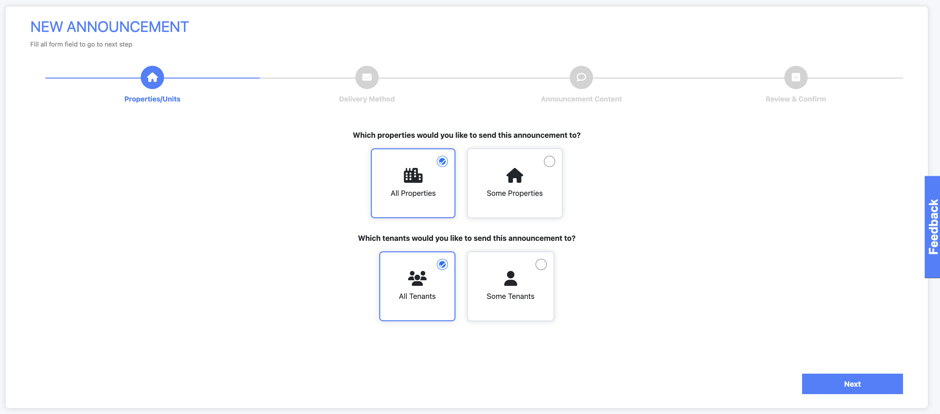 Hoozzee screenshot: Hoozzee send announcements to tenants