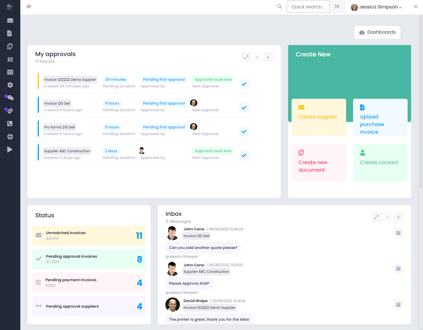 Procee screenshot: Dashboard - Simple and easy system to stay on top of your procurement