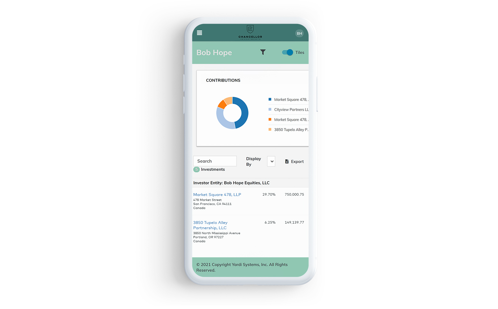 Your investors can access their portfolio from any device at any time through a branded portal. Responsive design means your investors can view their account data on any mobile device.