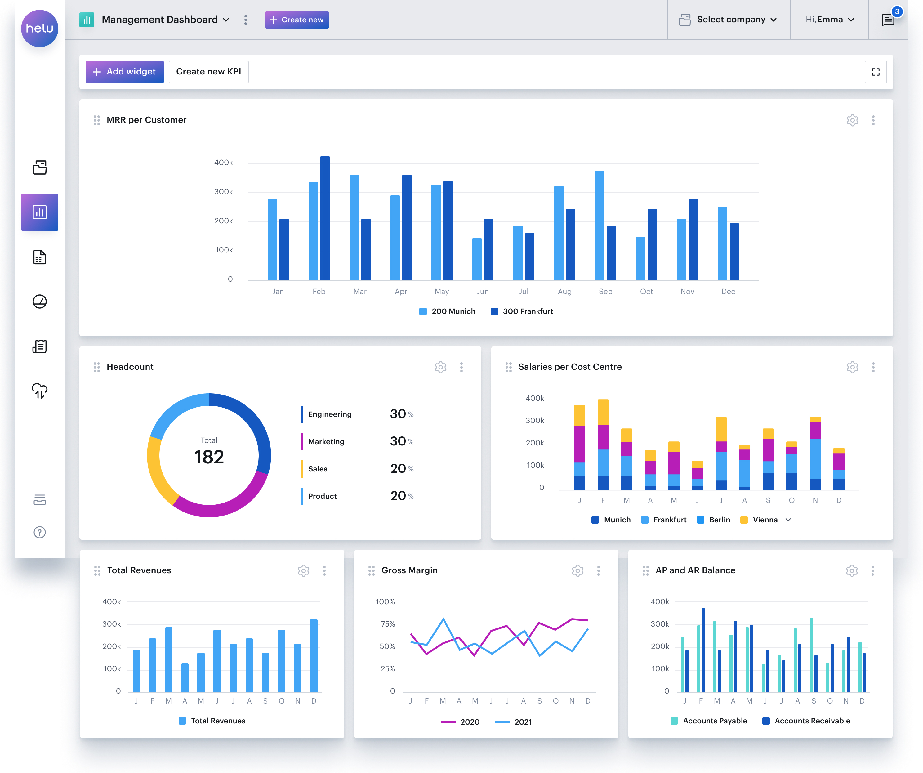 Helu screenshot: Helu Create individual dashboards