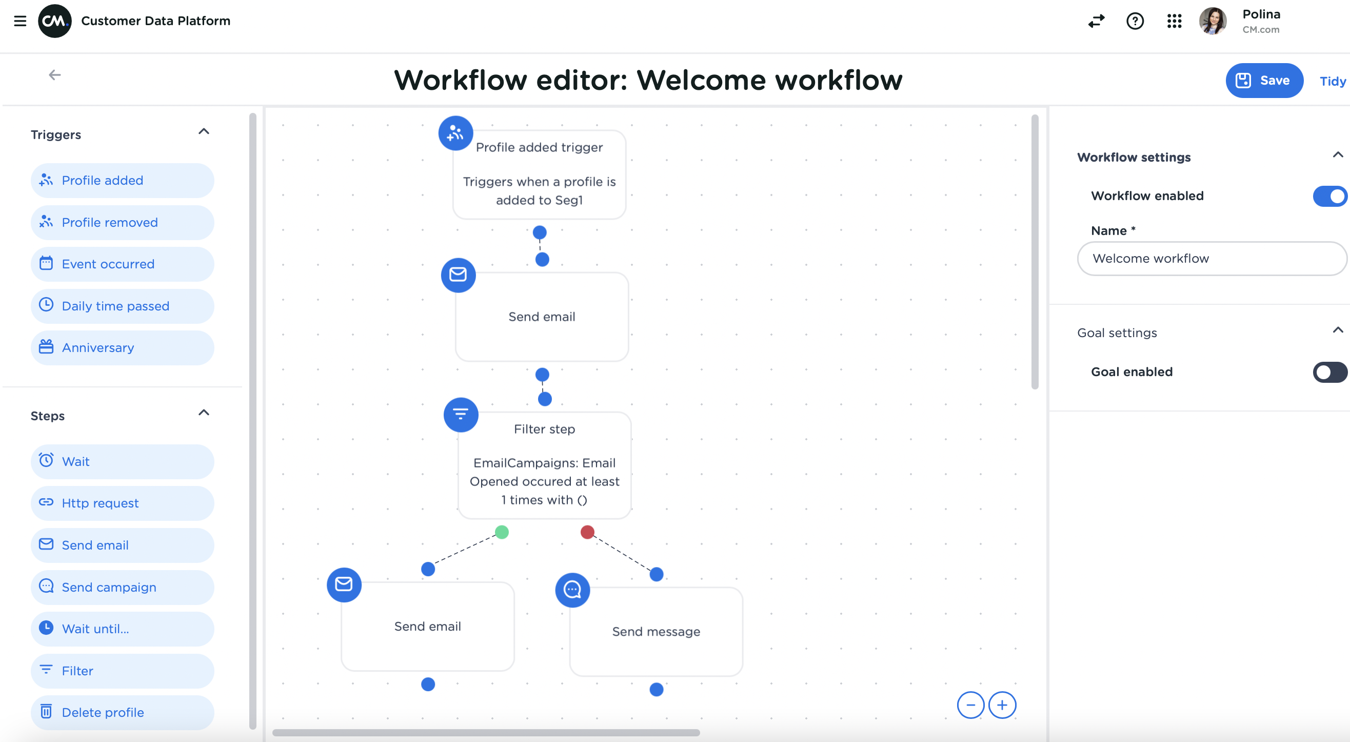 Mobile Marketing Cloud Software - CM.com Mobile Marketing Cloud - CDP Workflow Automation