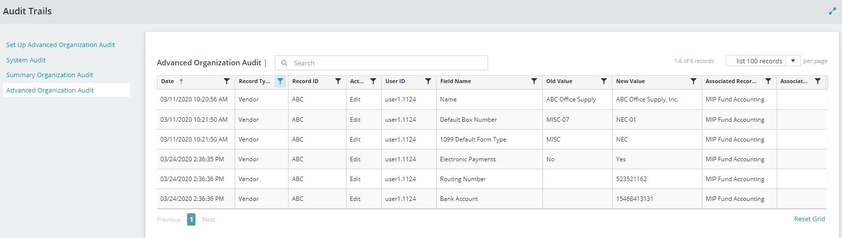 MIP Fund Accounting Software - MIP Audit Trail