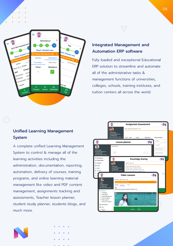 NewGenEducationApp screenshot: ERP and LMS