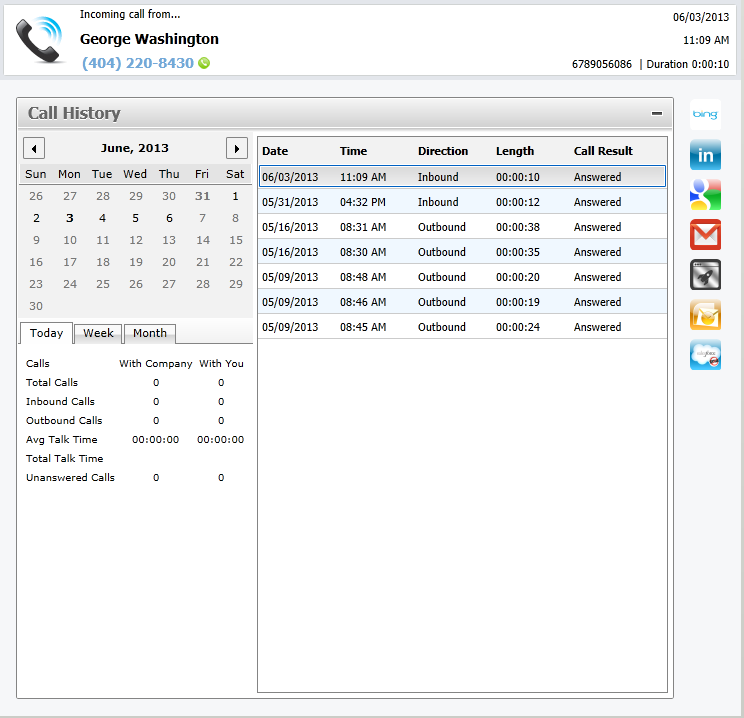 Vonage Business Communications Software - Call History plugin for Vonage Business