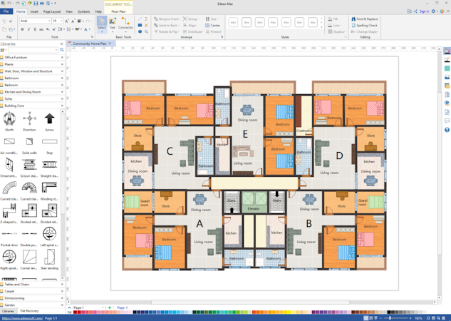 EdrawMax screenshot: Edraw Max floor plan design