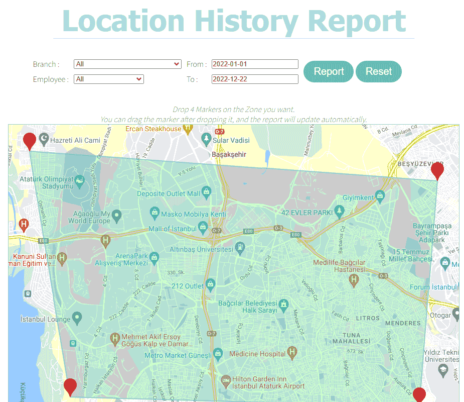 Employee Visits Location report