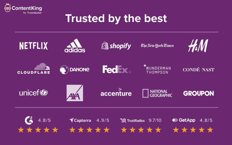ContentKing is trusted by companies all over the globe.