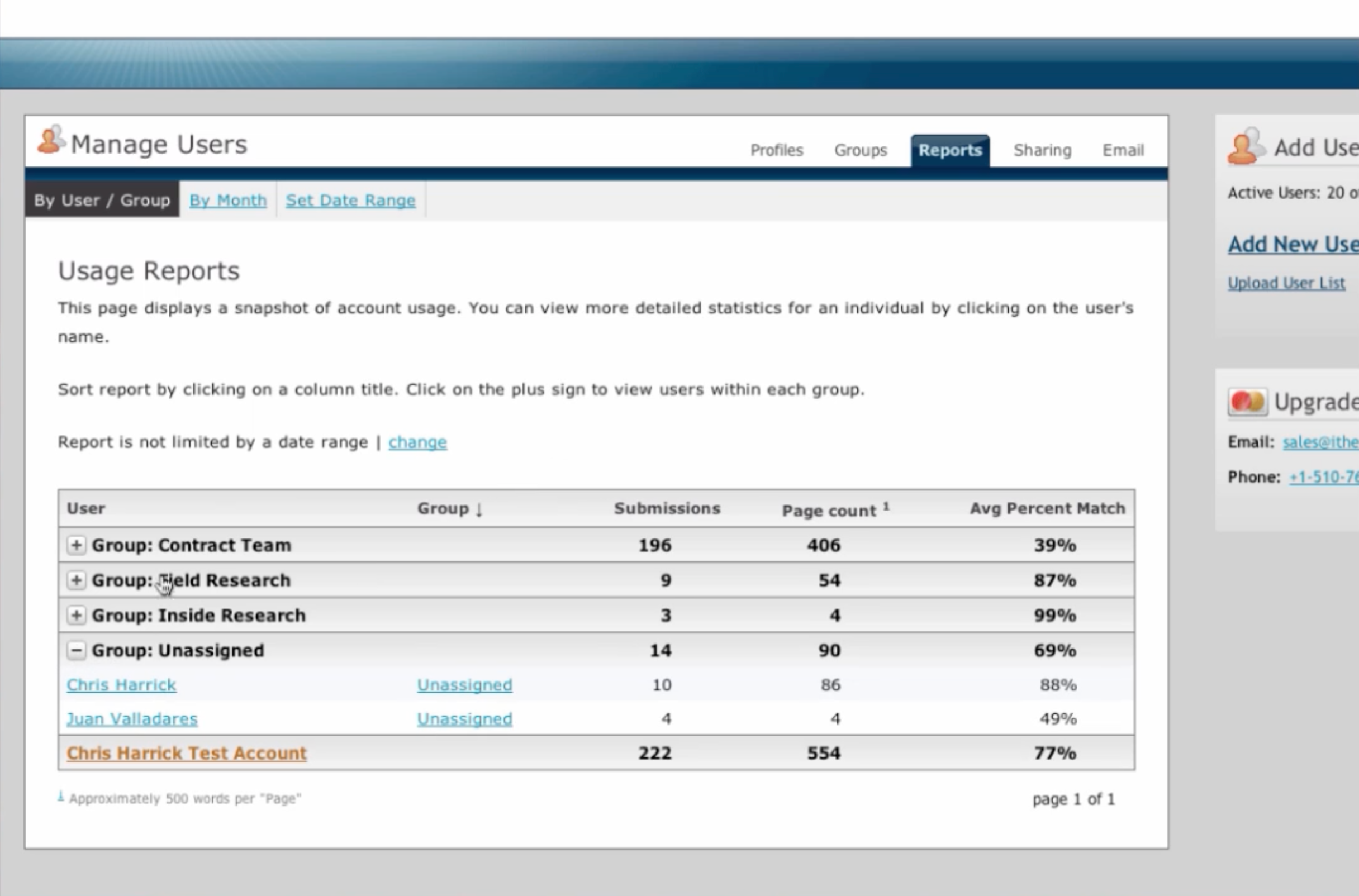 iThenticate Software - iThenticate manage users