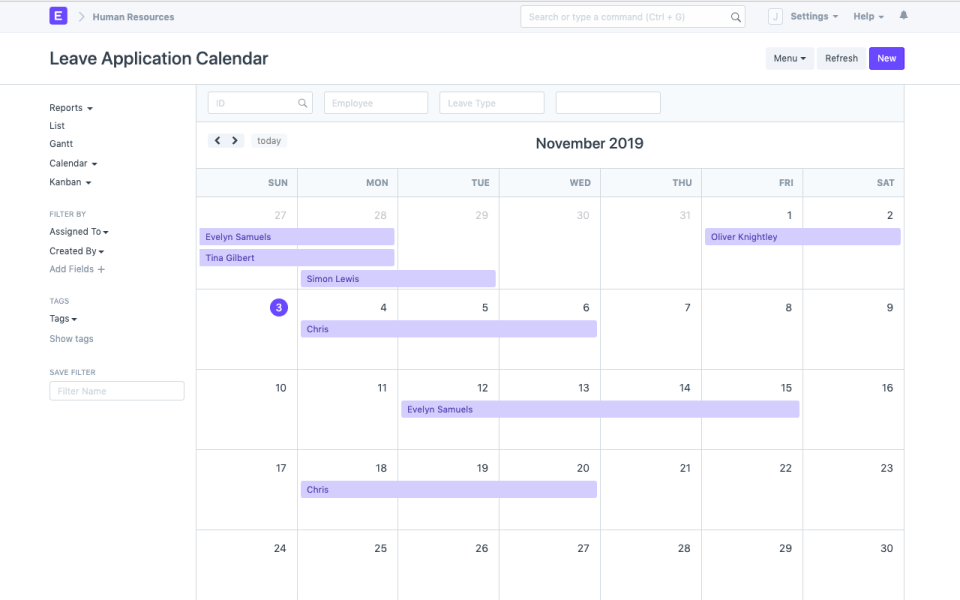 Calendar views