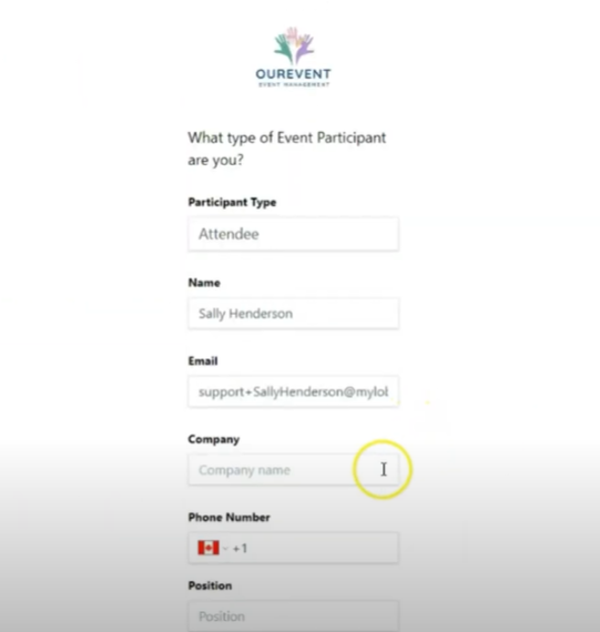 OurEvent.App registration form