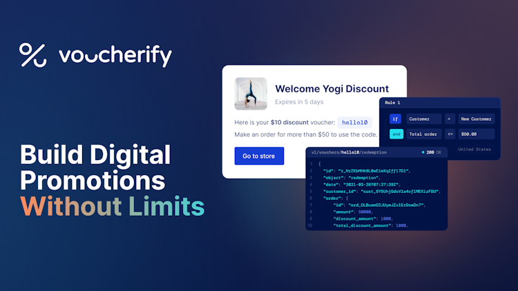 Voucherify screenshot: Build any type of promotional campaign with API-first Promotion Engine.