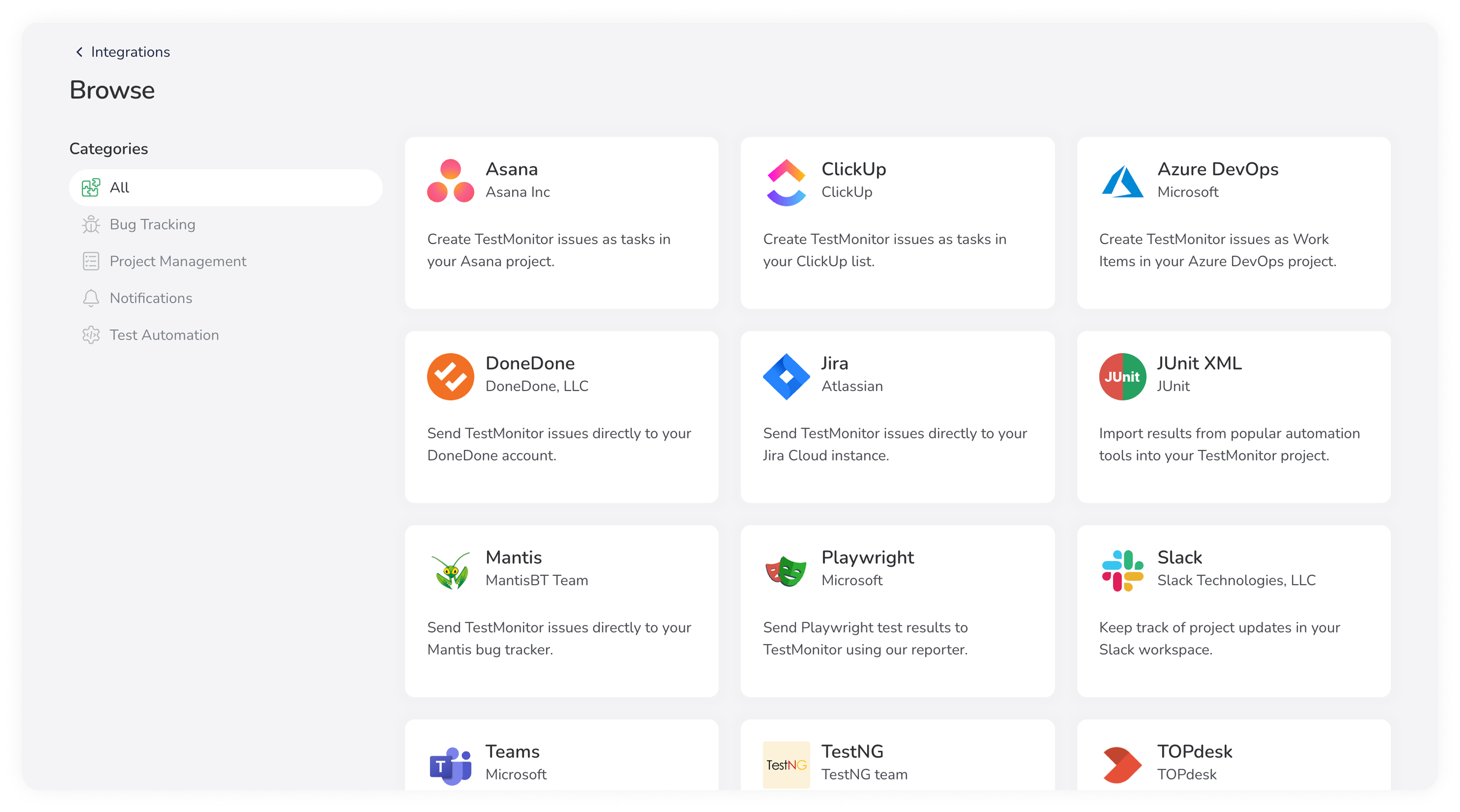 TestMonitor Software - Seamlessly integrate with all of your favorite tools. From Jira and Azure DevOps to Slack and Asana, TestMonitor is integration-ready.