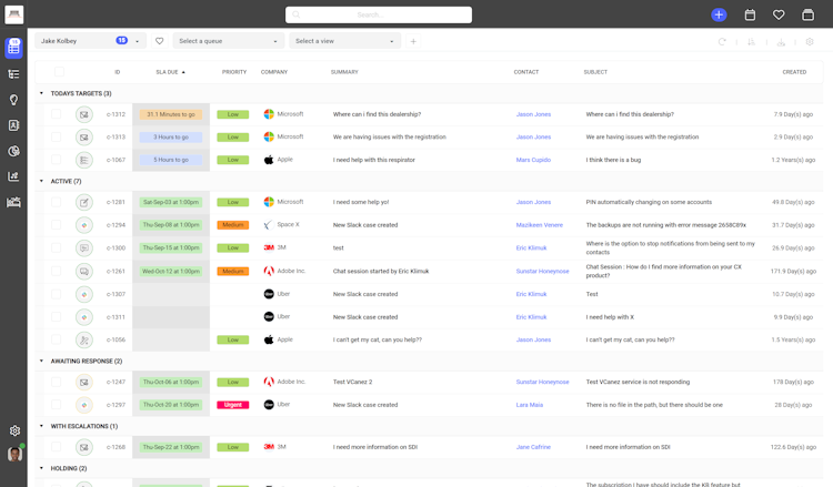 Supportbench screenshot: Ticket management and communication hub