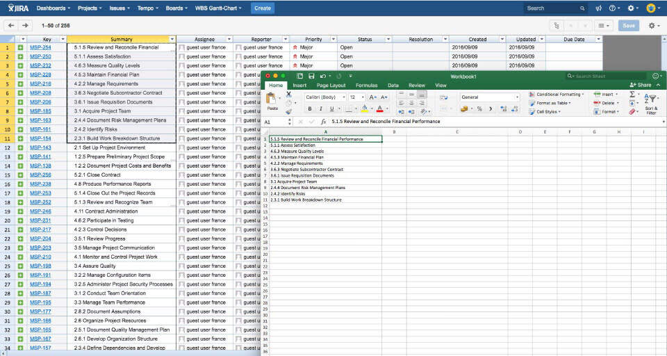 Share Jira issue data between Excel and Jira for team collaboration.