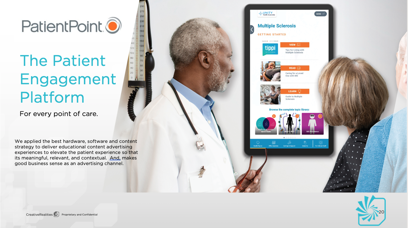 ReflectView Software - We applied the best hardware, software, and content strategy to deliver educational content advertising experiences to elevate the patient experience so that its meaningful, relevant, and contextual.