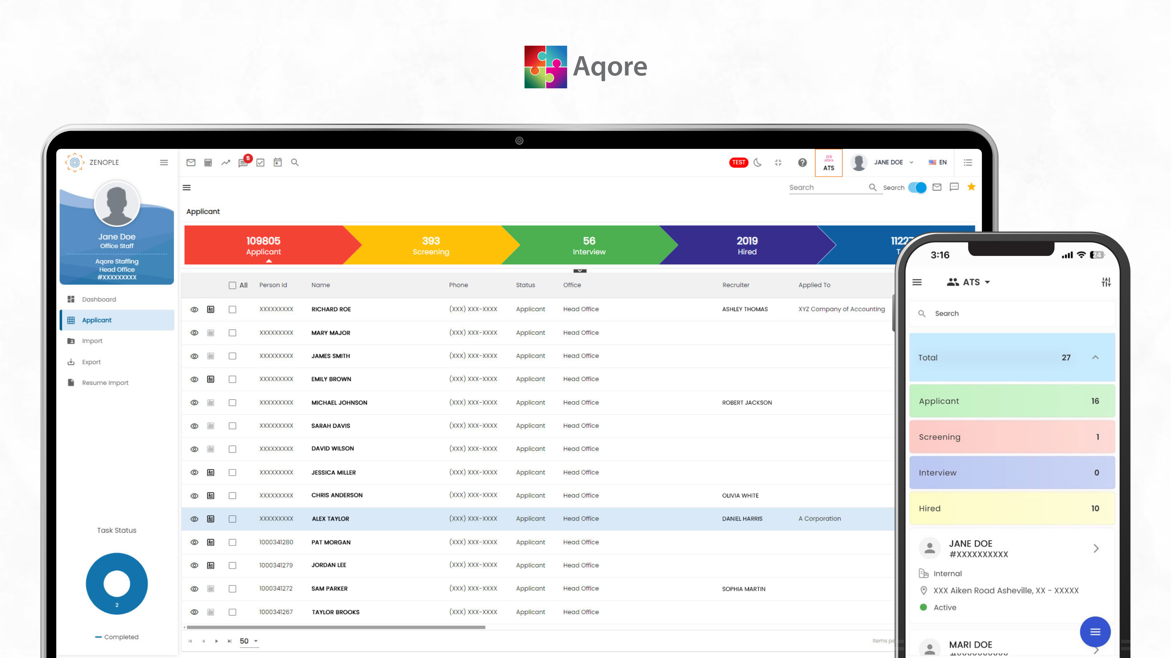 Aqore Software - Aqore Staffing Software tracking applicants