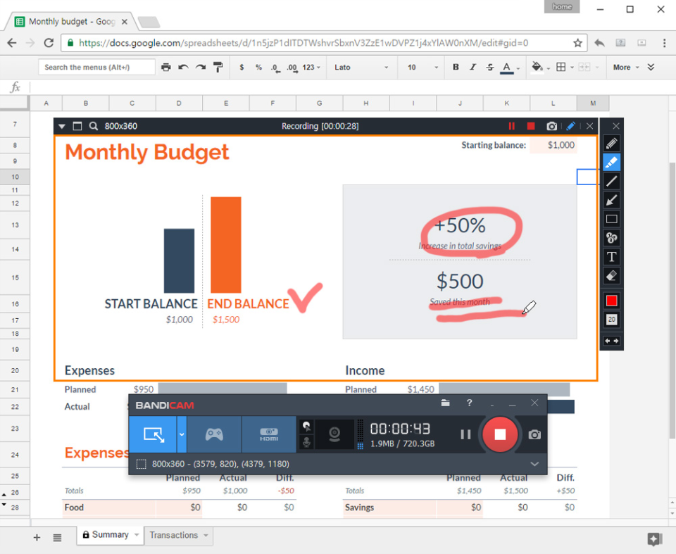 Real-time drawing-thumb