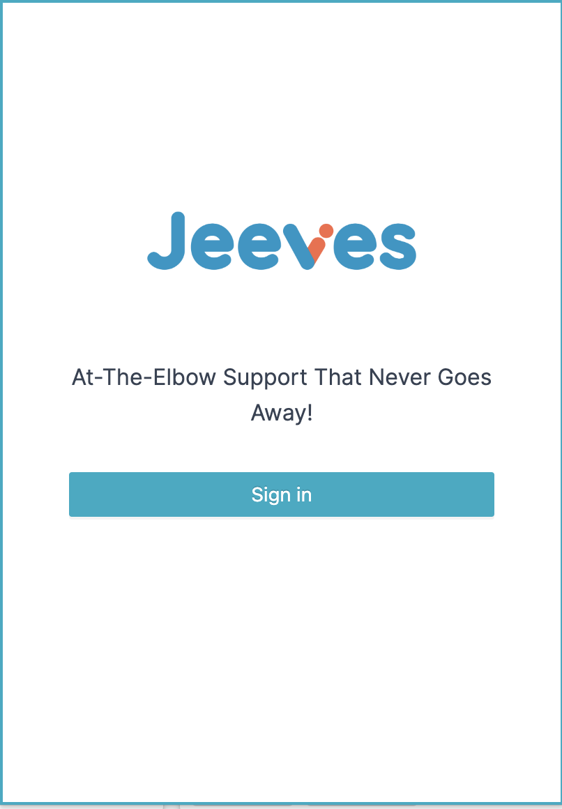 Jeeves screenshot: Sign in page of chrome extension