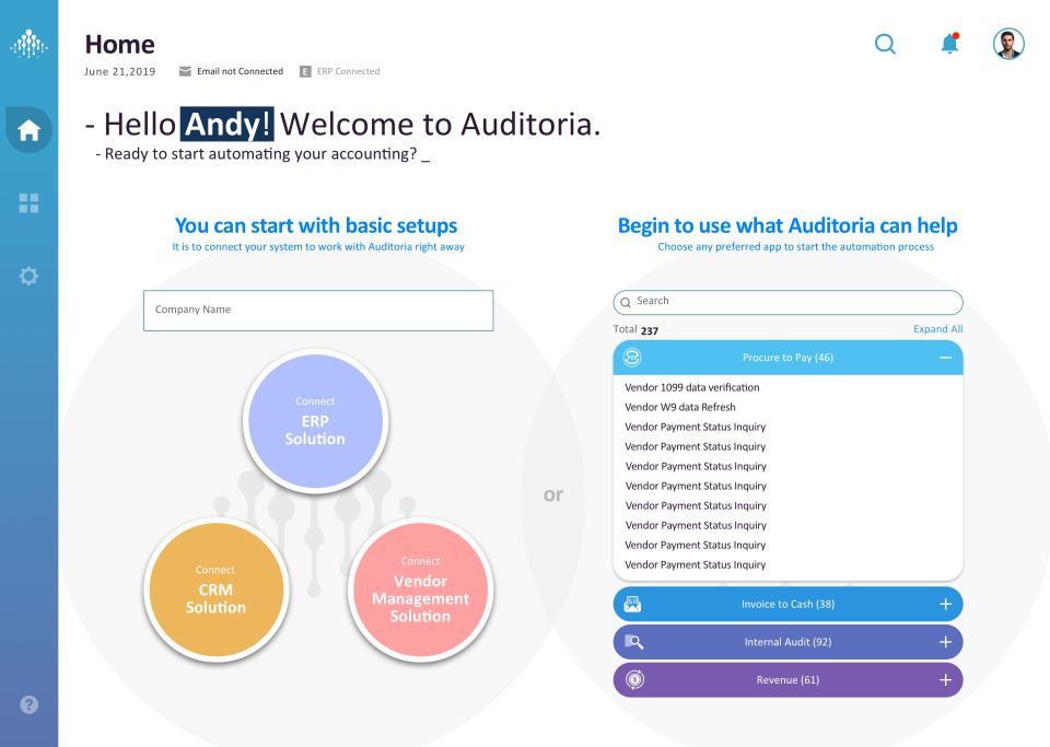 Auditoria SmartFlow Skills screenshot: Auditoria SmartFlow Skills home page