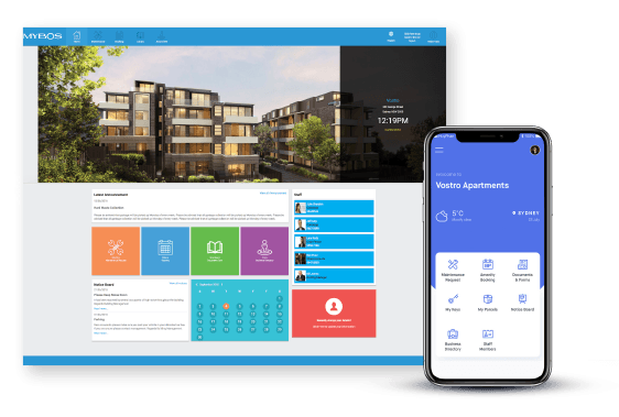 MYBOS Software - Manage resident’s maintenance requests, bookings, documents and property announcements via the online interface, or on the go via mobile app