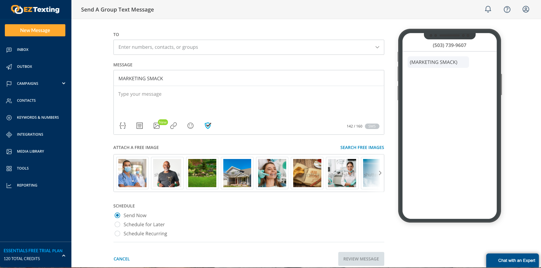 EZ Texting Software - New Message