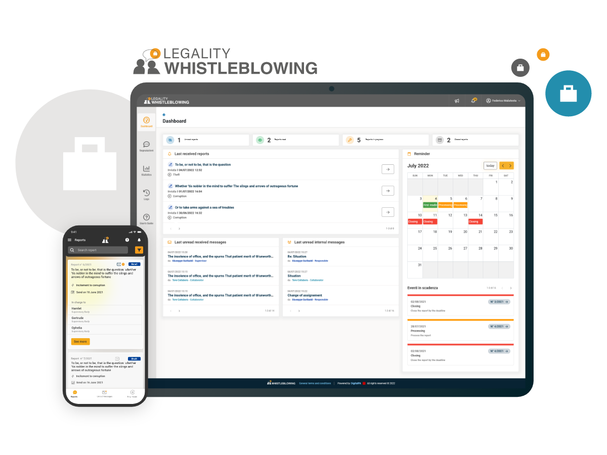 Legality Whistleblowing Platform Dashboard and Web App
