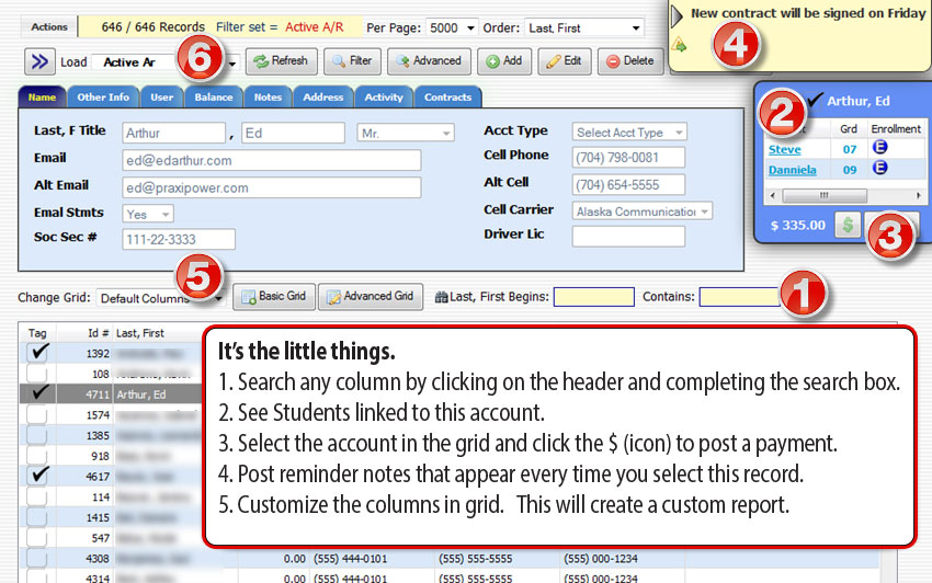PraxiSchool Software - PraxiSchool - Accounts