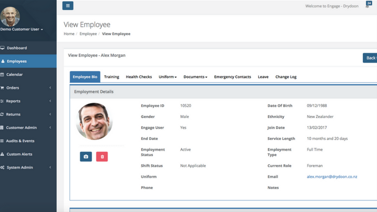 Employee profiles can be created and customized to store all information, contact details, and documentation for every employee