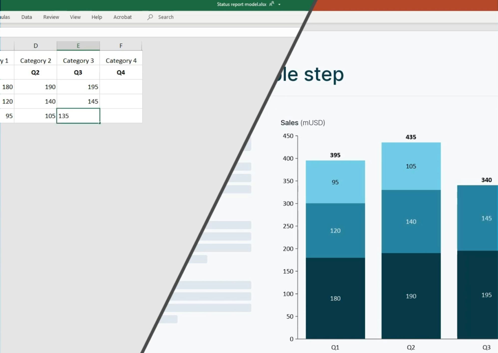 Grunt Software - Strong Excel connection - Update the entire deck or only a chart with one click.