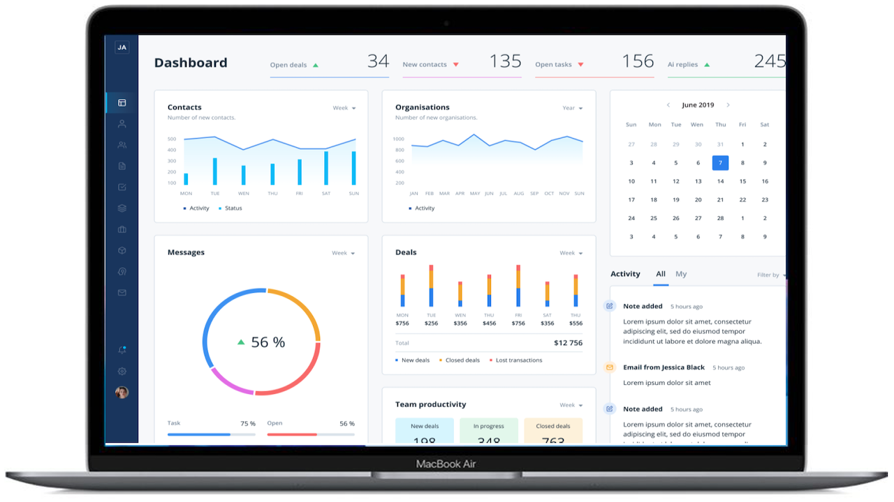 Dashboard with advanced schedule management and KPI tracking.