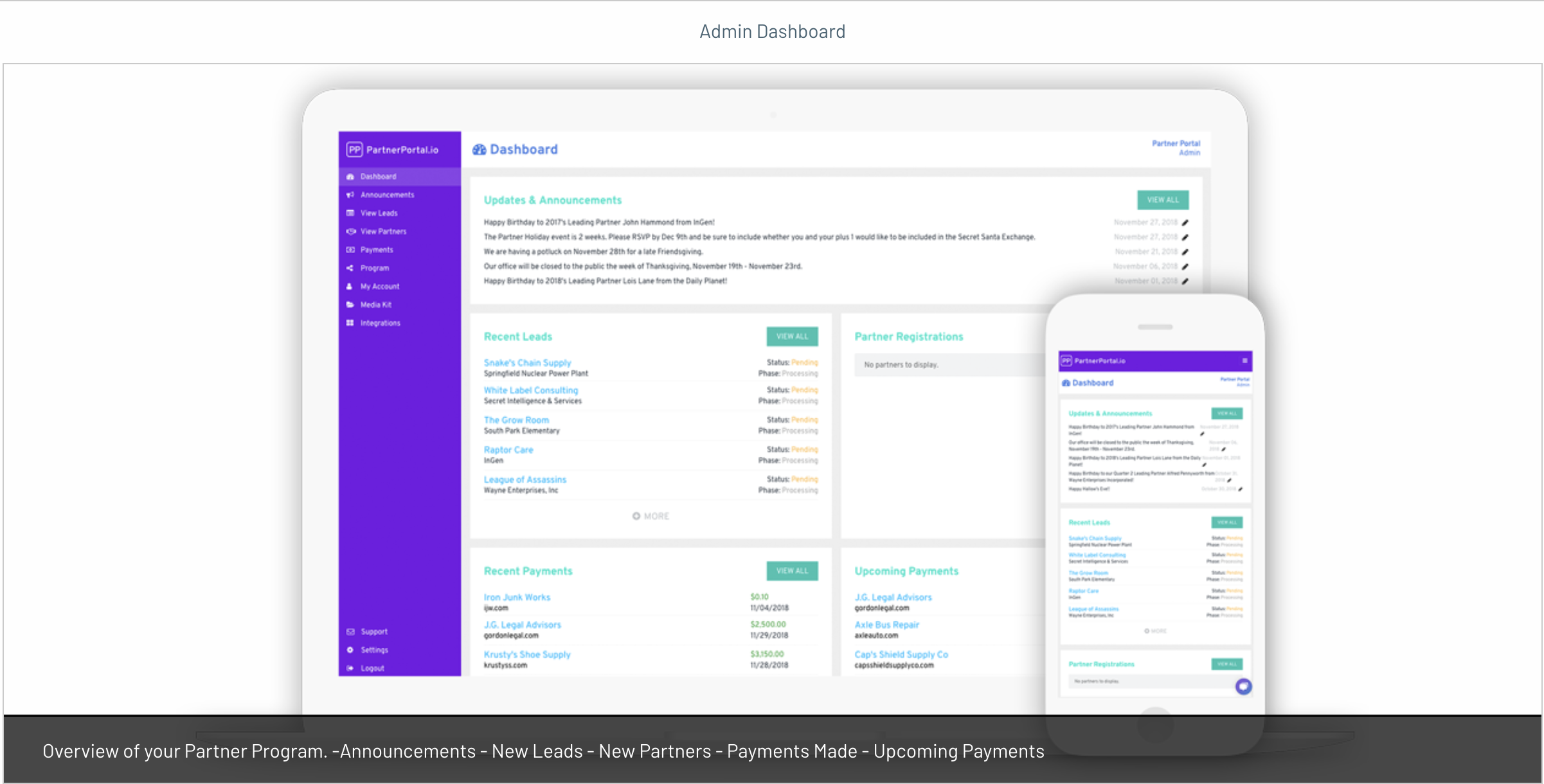 Partner Portal screenshot: Partner Portal Dashboard
