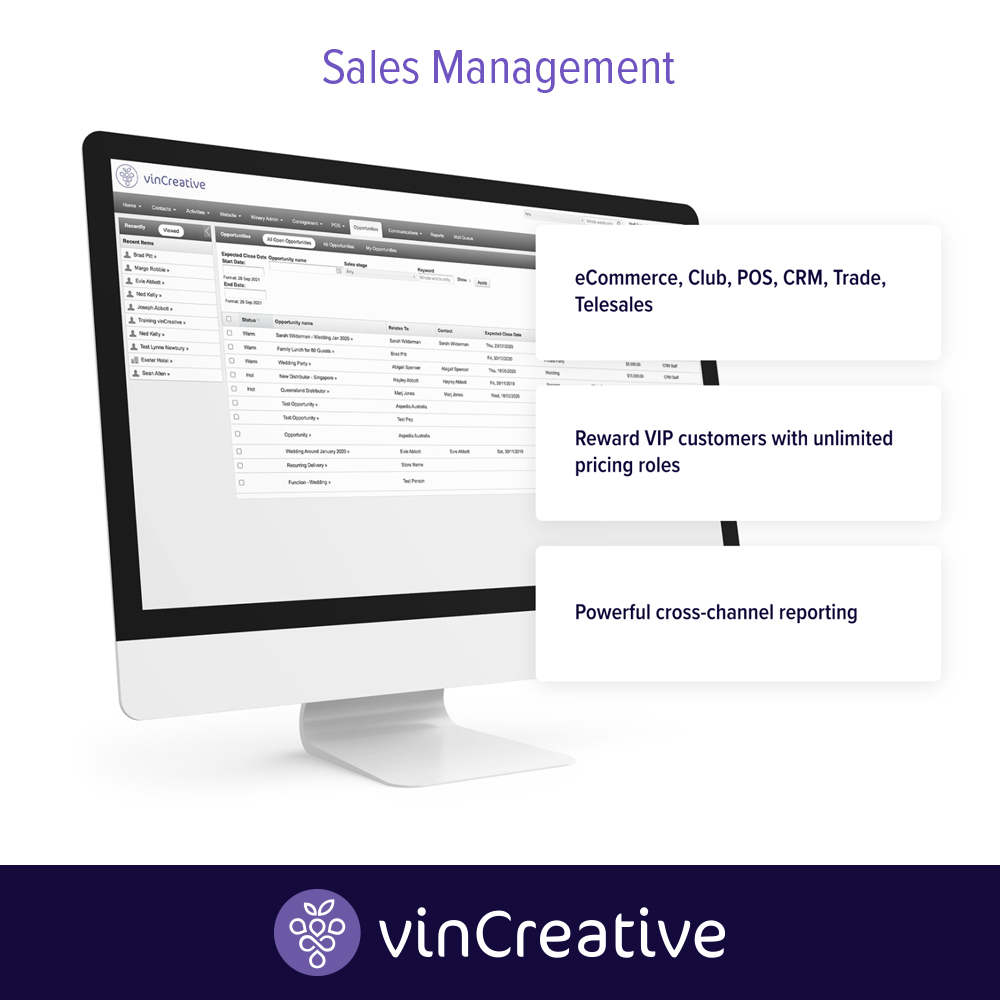 Manage prospects, leads and customers with our unified winery CRM. Identify sales opportunities, manage marketing campaigns and keep current customers happy.