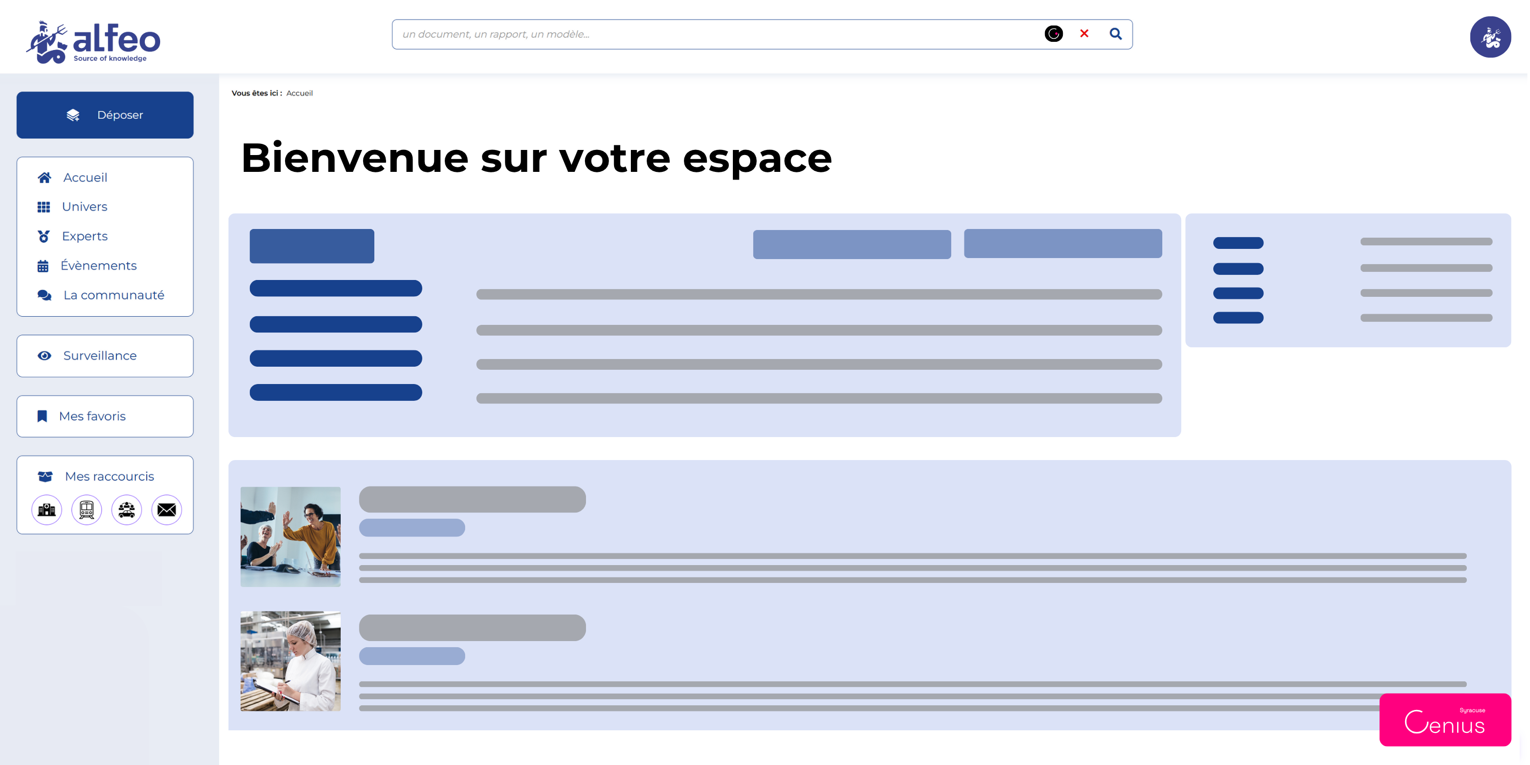 Syracuse screenshot: Syracuse Knowledge Management | Une base de connaissances vivante pour vos collaborateurs