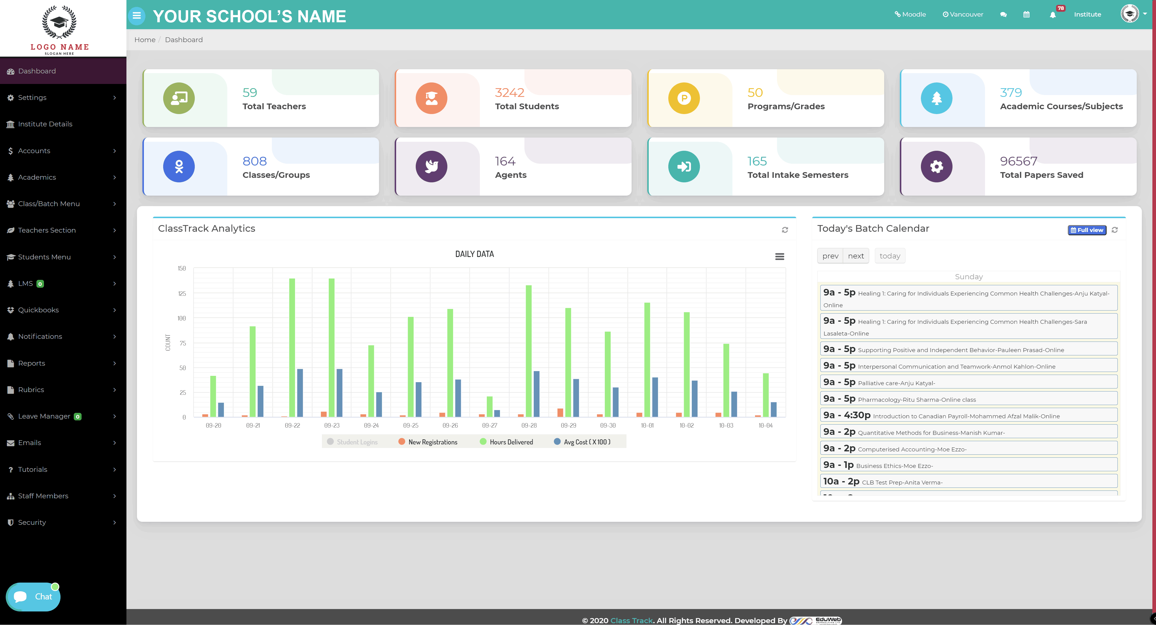 ClassTrack Software - Admin Dashboard