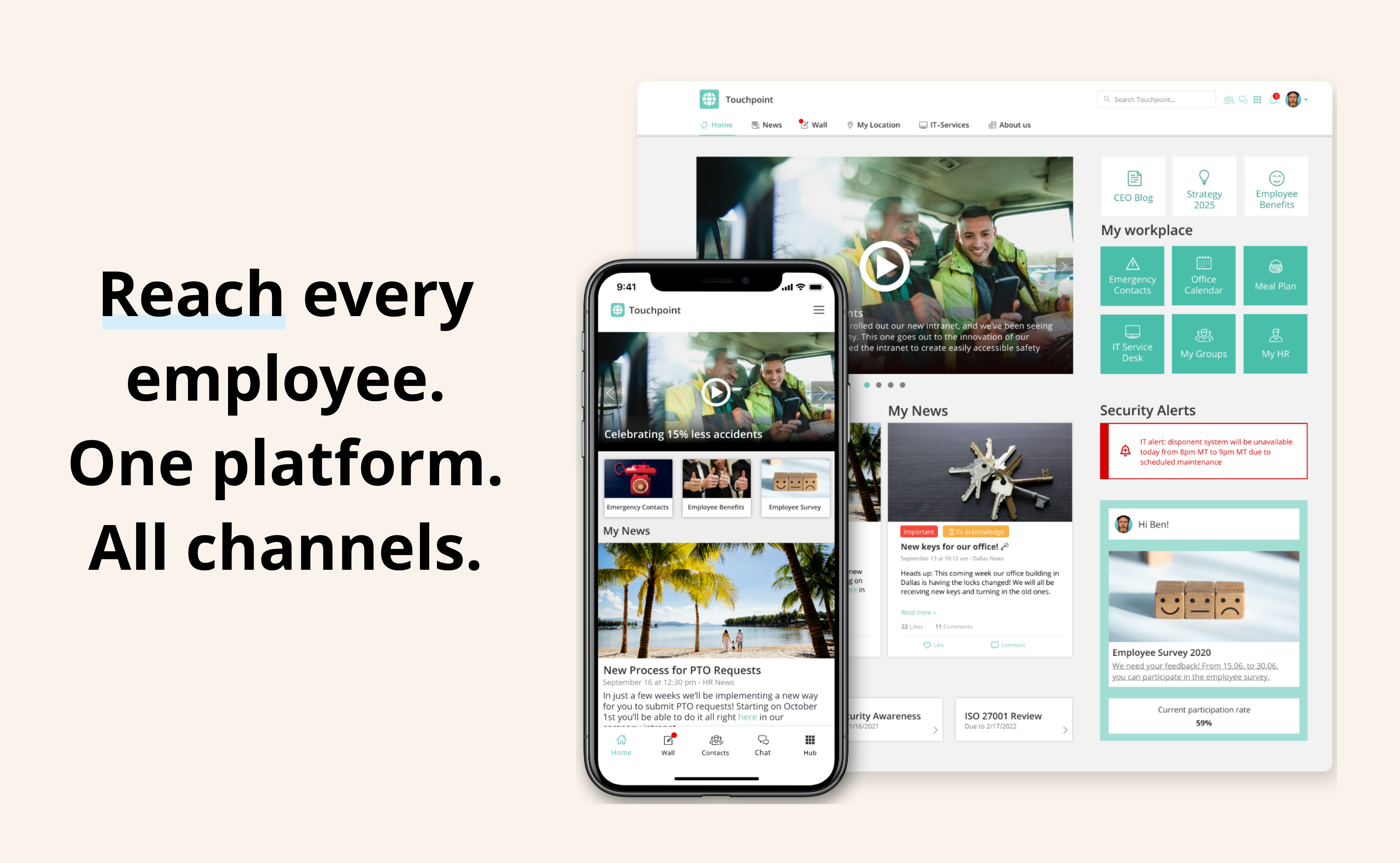 Unite everyone in your organization with one place for all your internal communication. Make updates, info, company tools and feedback opportunities accessible anytime, anywhere, and from any device.-thumb
