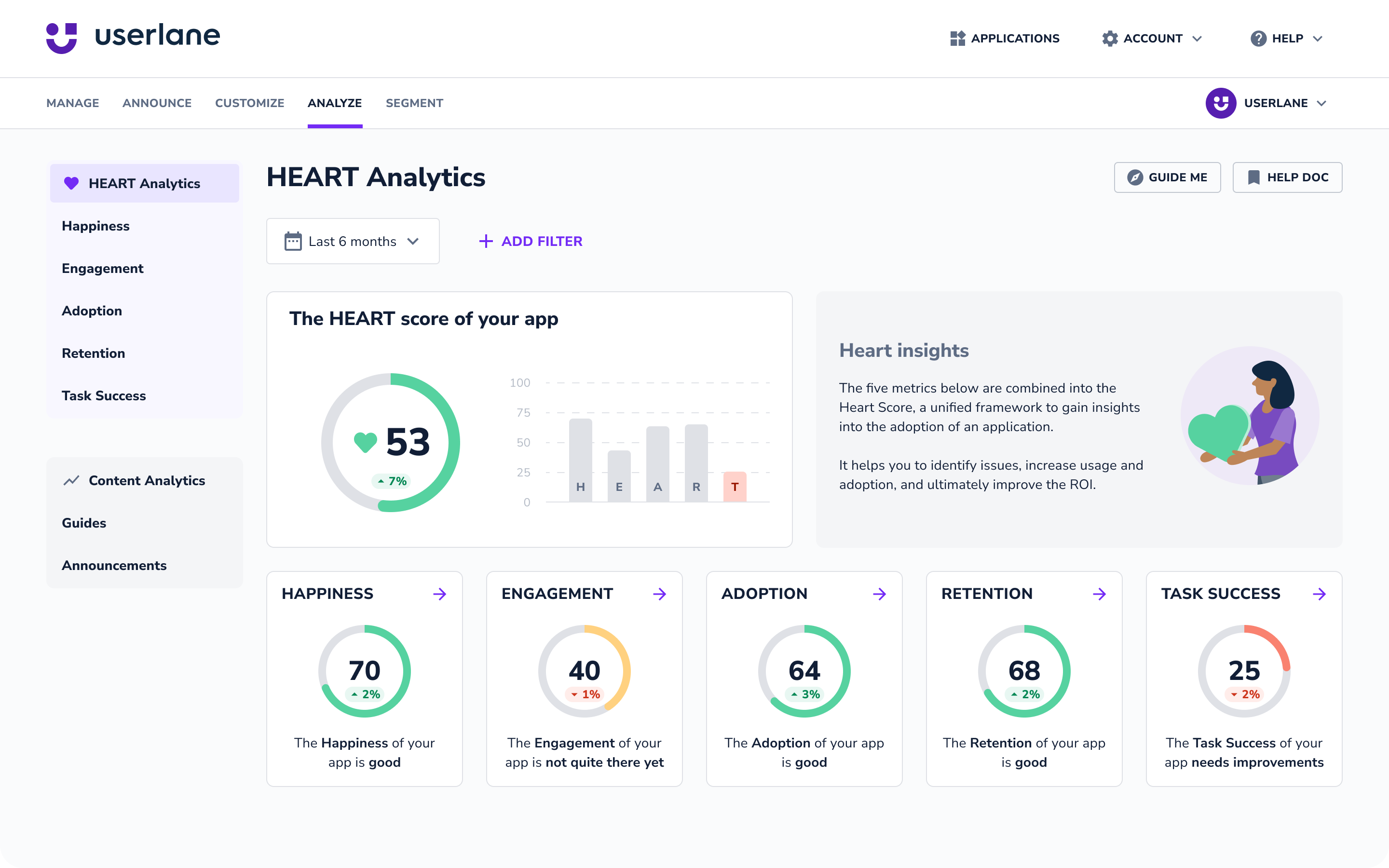 Userlane screenshot: HEART Analytics