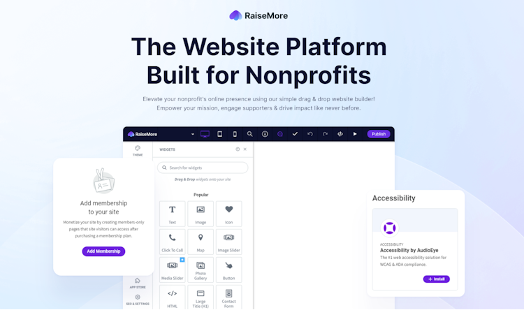 RaiseMore screenshot: The Website Platform Built for Nonprofits