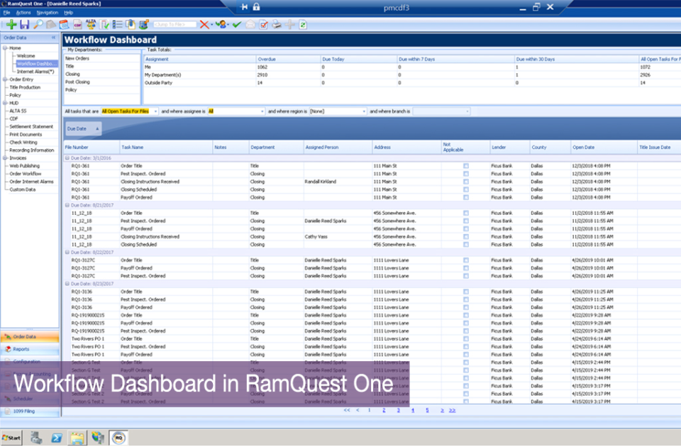 RamQuest Suite dashboard
